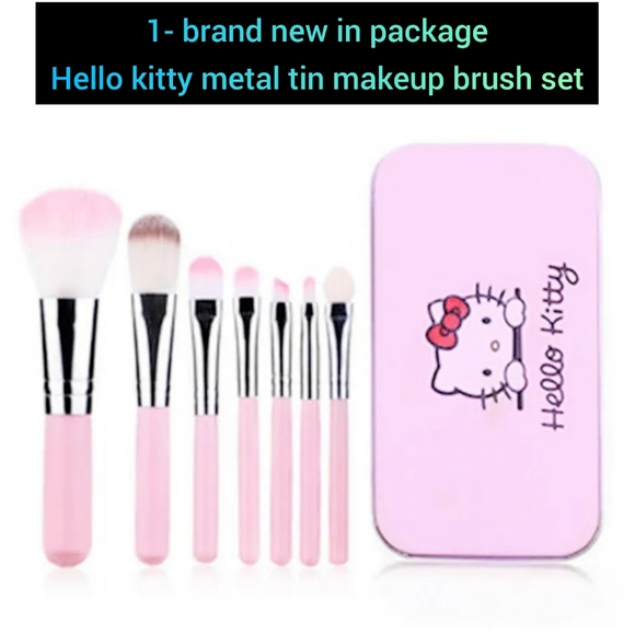 Hello kitty makeup brush set in cute matching metal tin brand new in package. - Picture 1 of 7